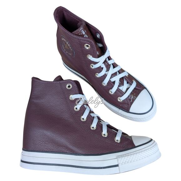 Converse CTAS Platform Hidden Wedge Red Bloodstone Leather Sneaker Womens 8.5 - Picture 11 of 11